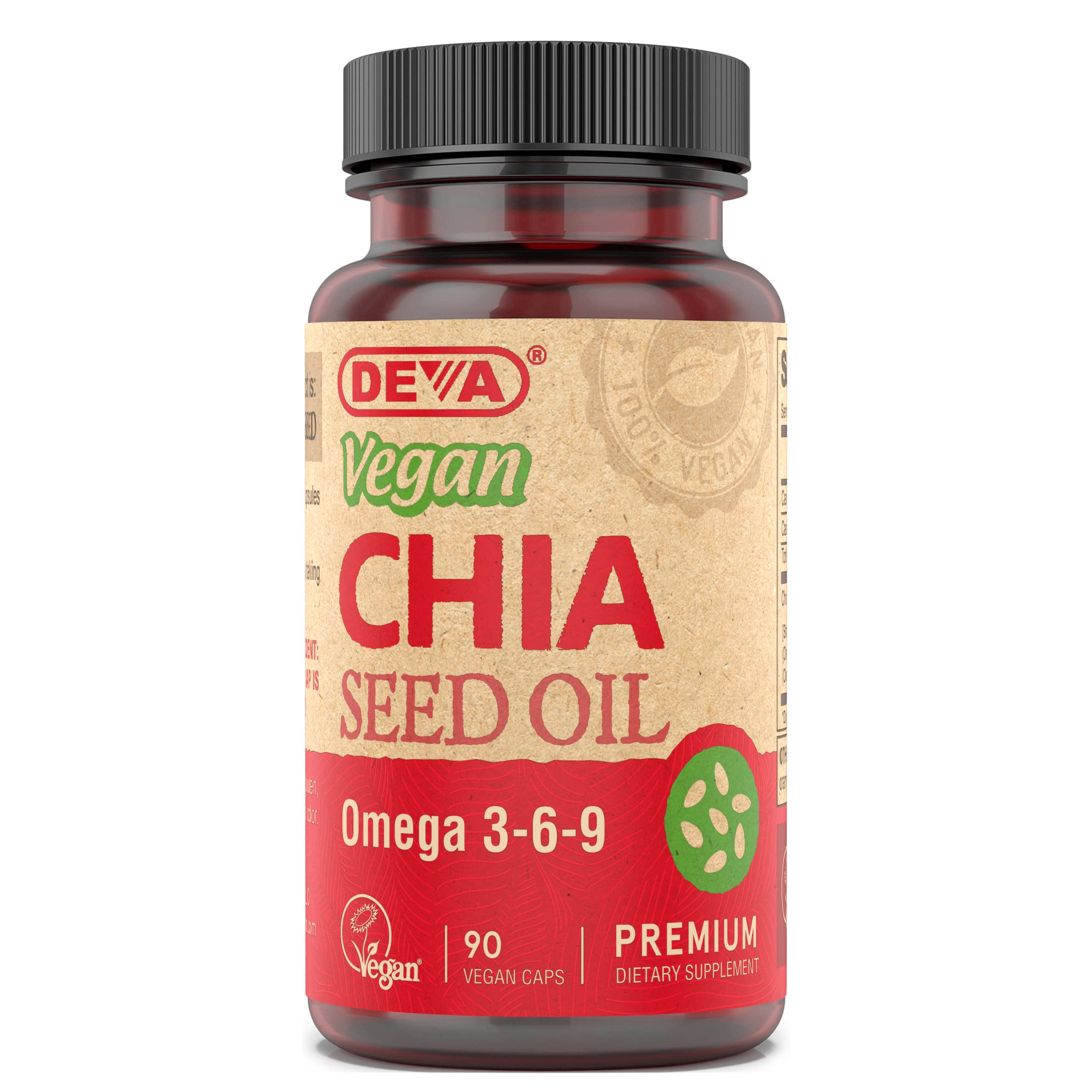 DEVA botella de aceite de chía en envase vegano para consumo diario