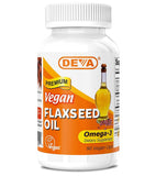 DEVA frasco de cápsulas de aceite de linaza, puro y vegano