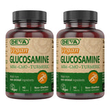 DEVA Glucosamina Vegana-MSM-CMO y Cúrcuma, envase apto para uso diario.