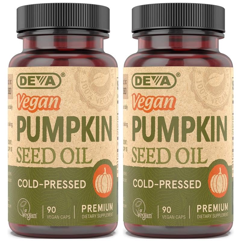 DEVA Aceite de semilla de calabaza en frasco, perfecto para ensaladas.