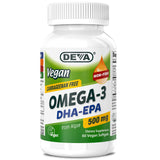 DEVA Omega-3 de algas: cápsulas sin gelatina aptas para veganos.