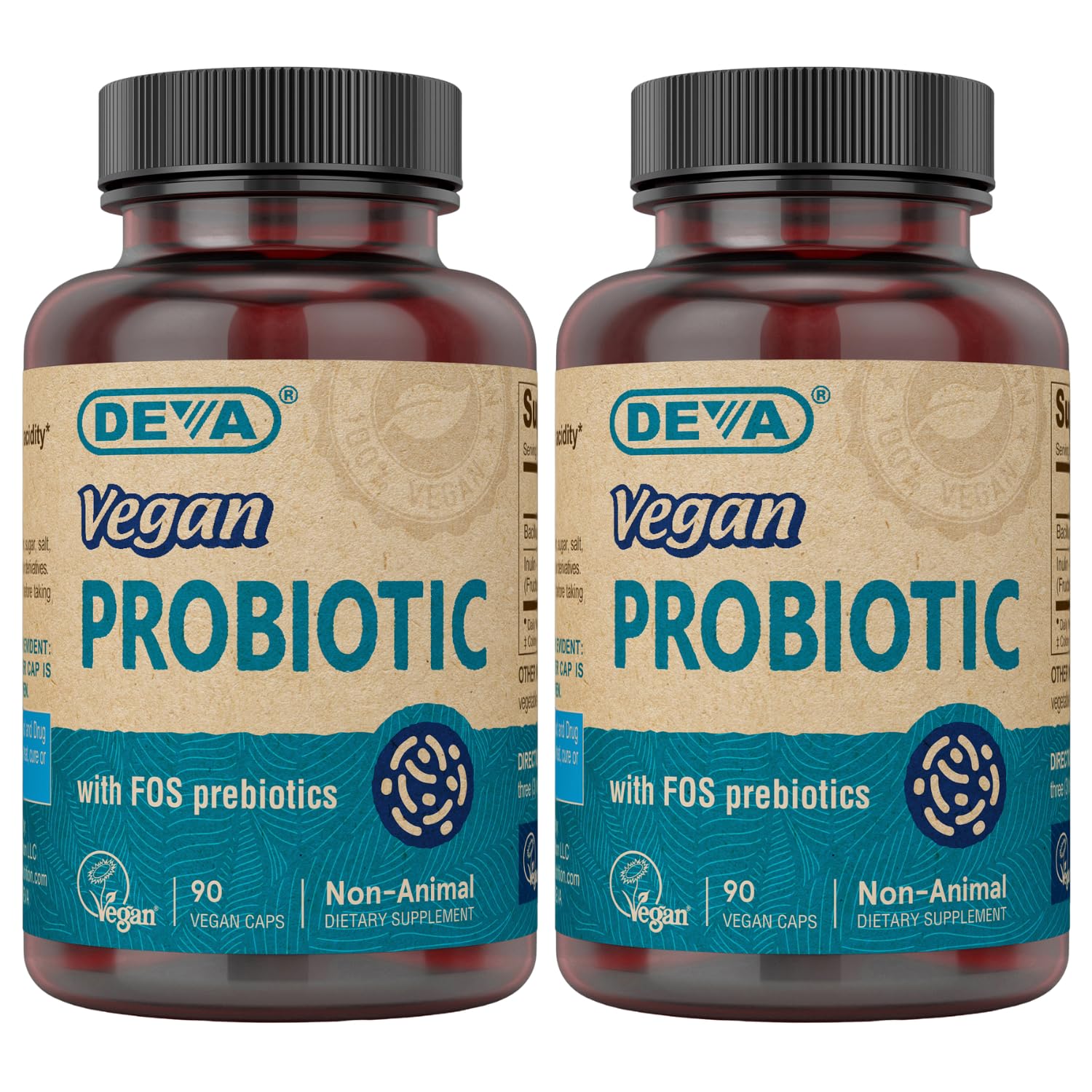 DEVA Probiotico vegan con FOS, 90 cápsulas, posible apoyo digestivo diario.