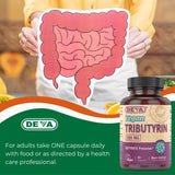 DEVA Tributyrin, envase compacto ideal para casa y viaje.