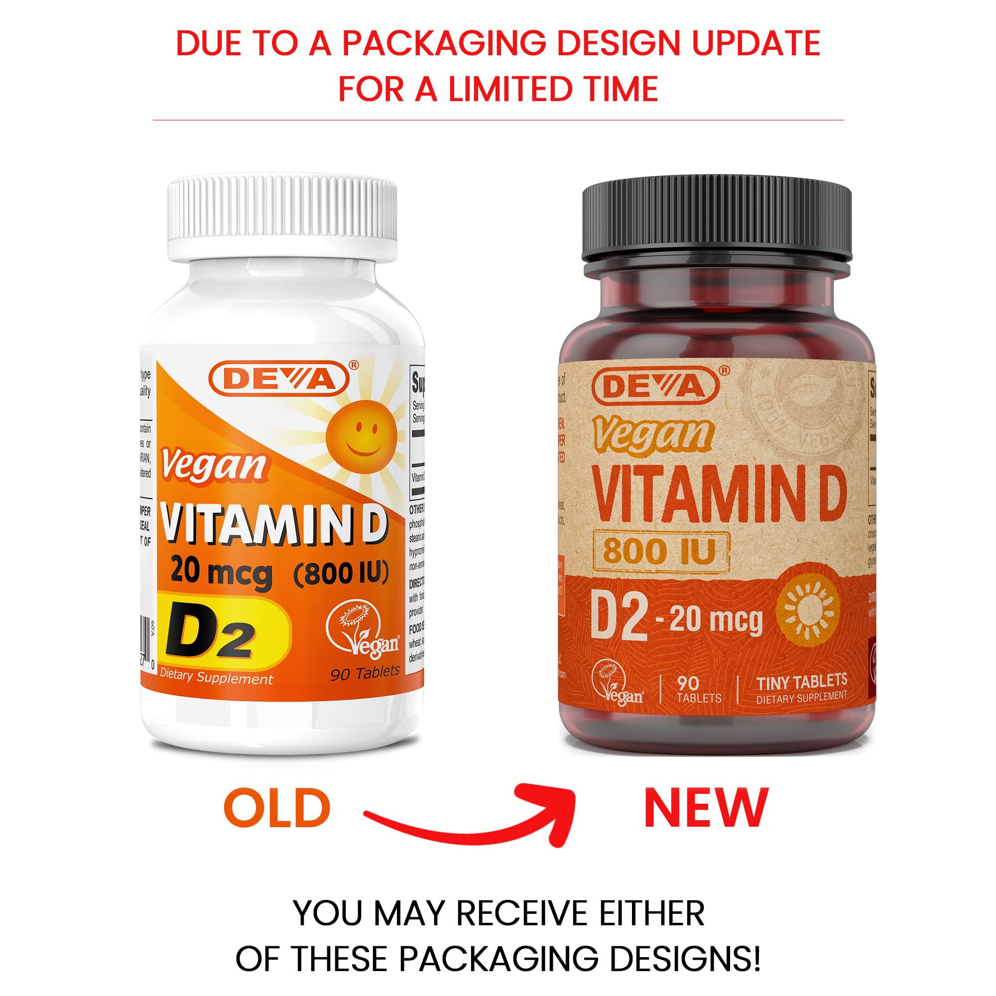 DEVA Vitamina D2 800 UI – envase con tabletas veganas para suplementación diaria