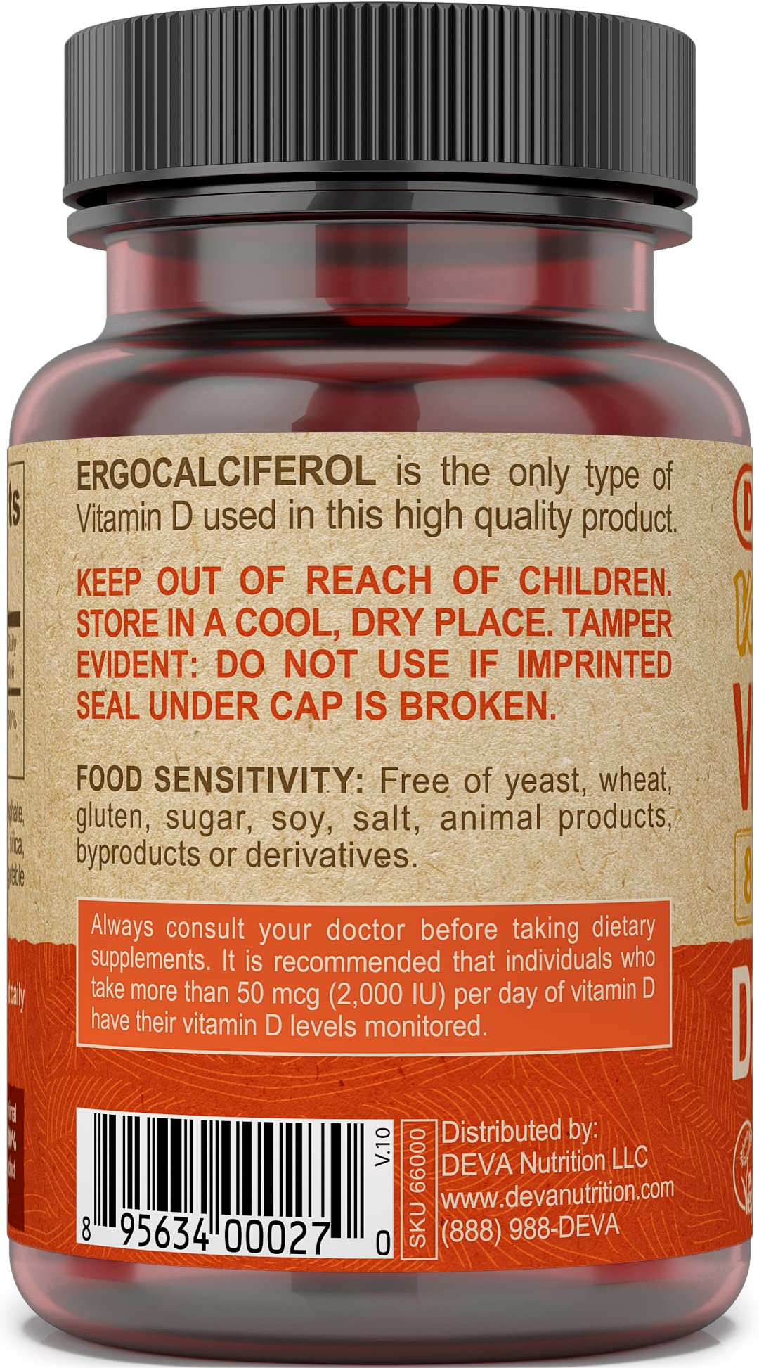 DEVA Vitamina D2 800 UI – tableta de disolución rápida para absorción diaria