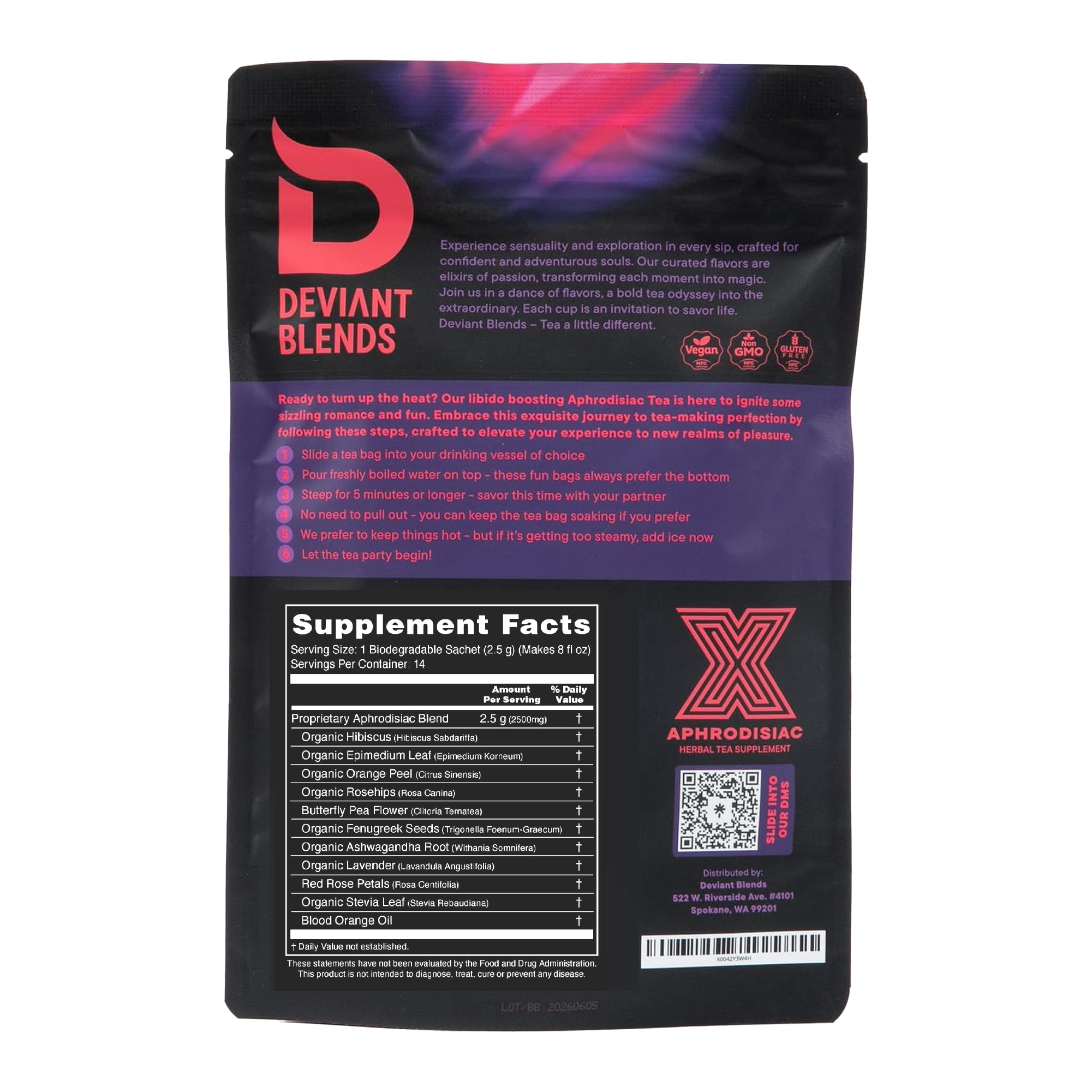 Deviant Blends Libido Te: experiencia calmante para momentos íntimos.