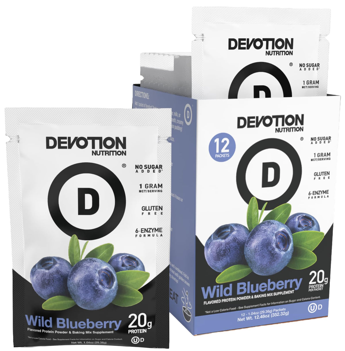 Devotion Nutrition Wild Blueberry, polvo de proteína en bote ideal para batidos