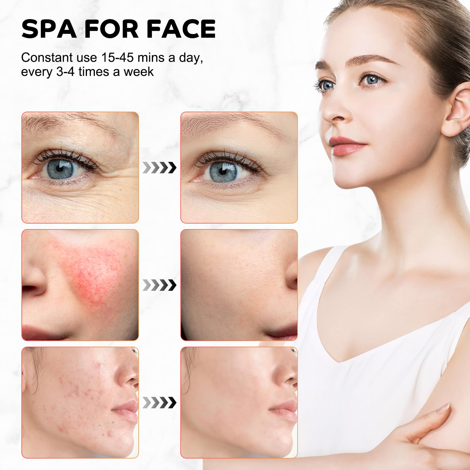 Devowellte terapia de luz roja para cara y cuello con altura ajustable para mayor comodidad.