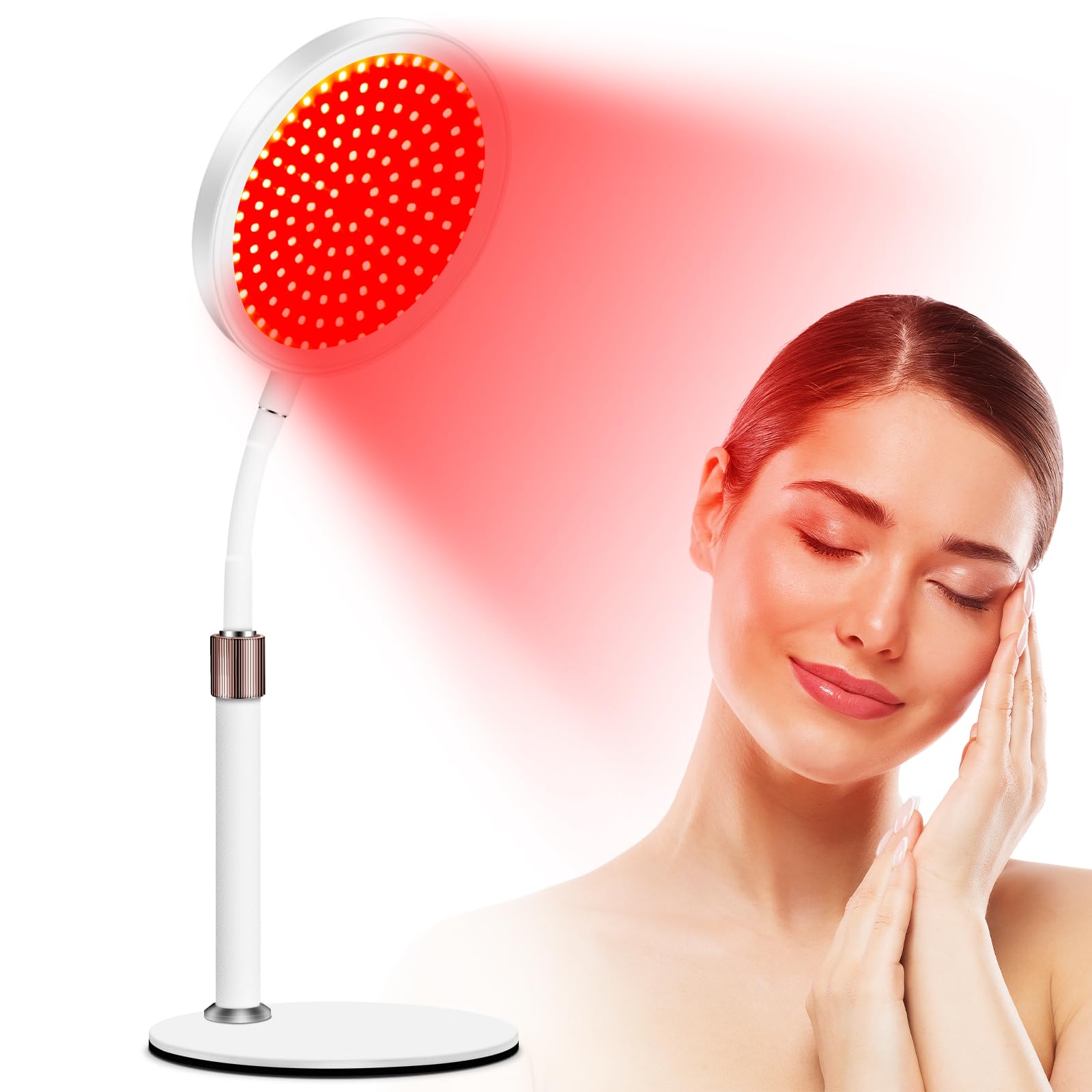 Devowellte terapia de luz roja con base para rostro, uso suave y seguro.