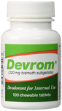 Devrom envase de 100 tabletas para uso oral cómodo.