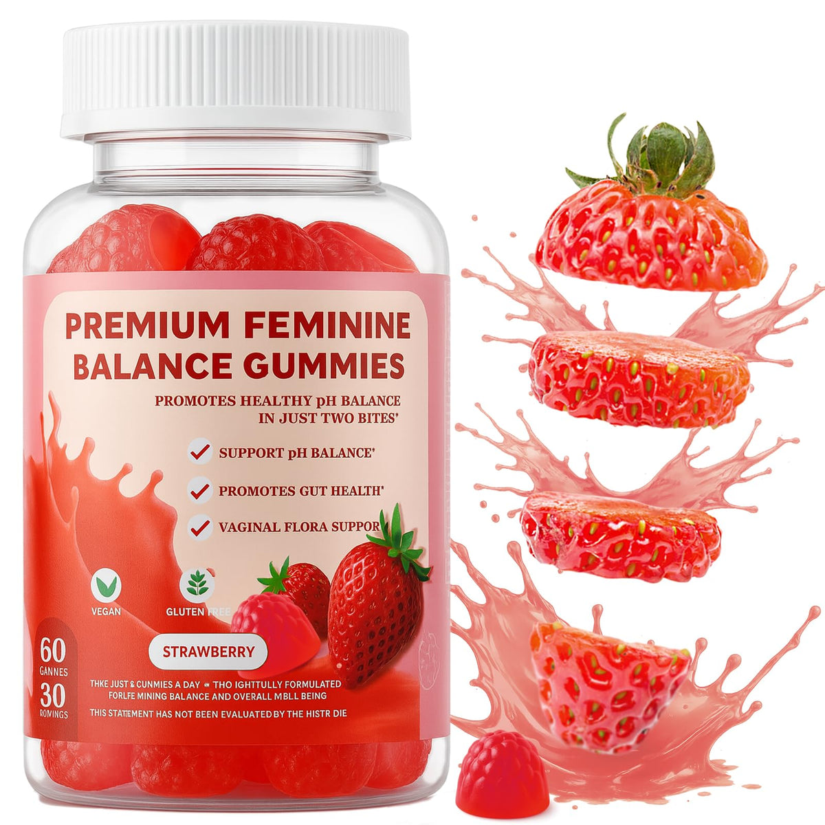 DEXOV gominolas probiótico femenino, sabor fresa, apoyo al equilibrio del pH diario.