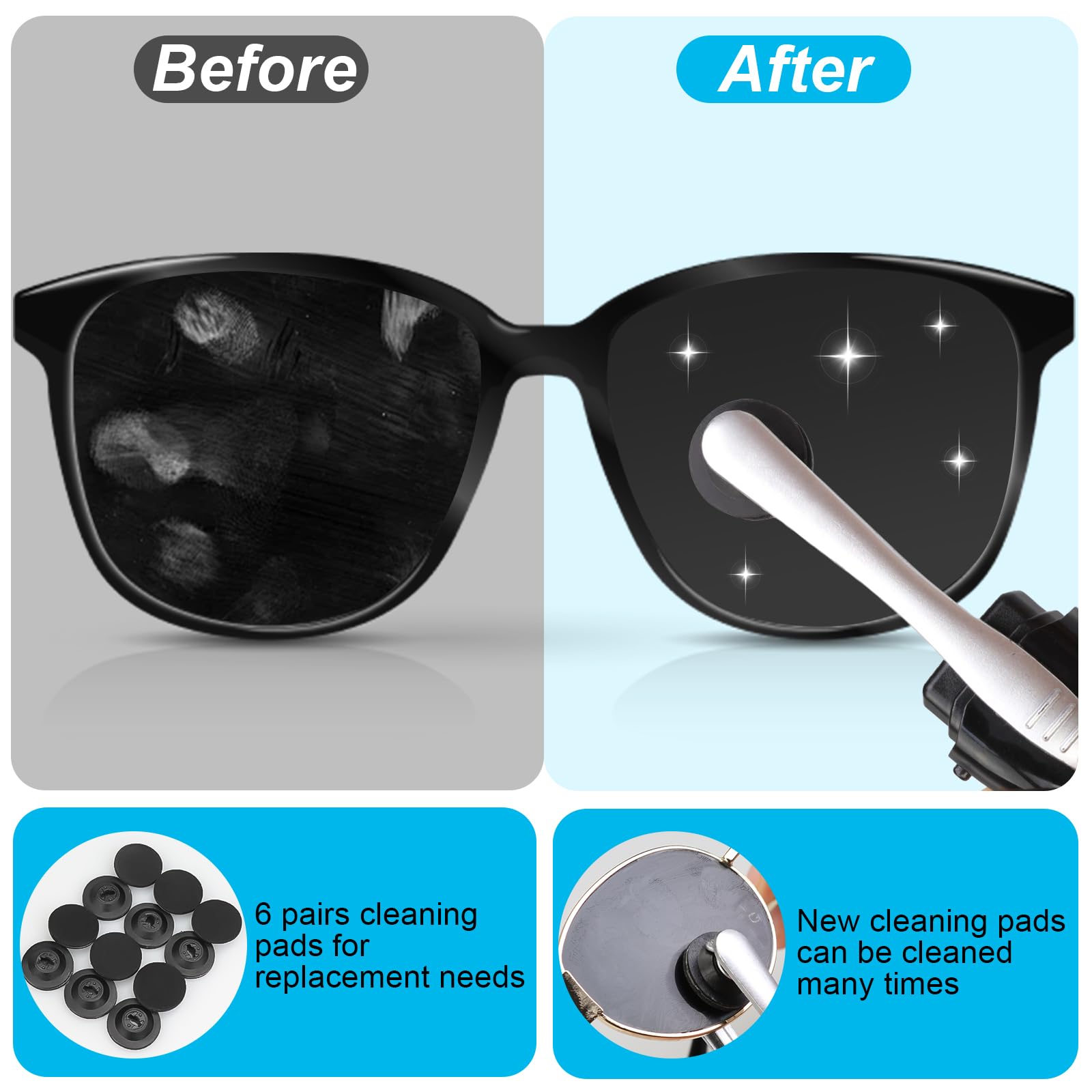 Dexspoeny: almohadillas redondas para limpieza de lentes, reemplazo fácil sin rayar