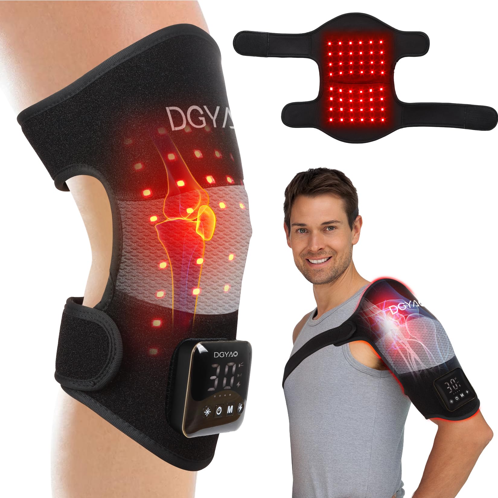 DGQY-terapia-luz-roja-rodilla 660nm-850nm: promueve movilidad suave.
