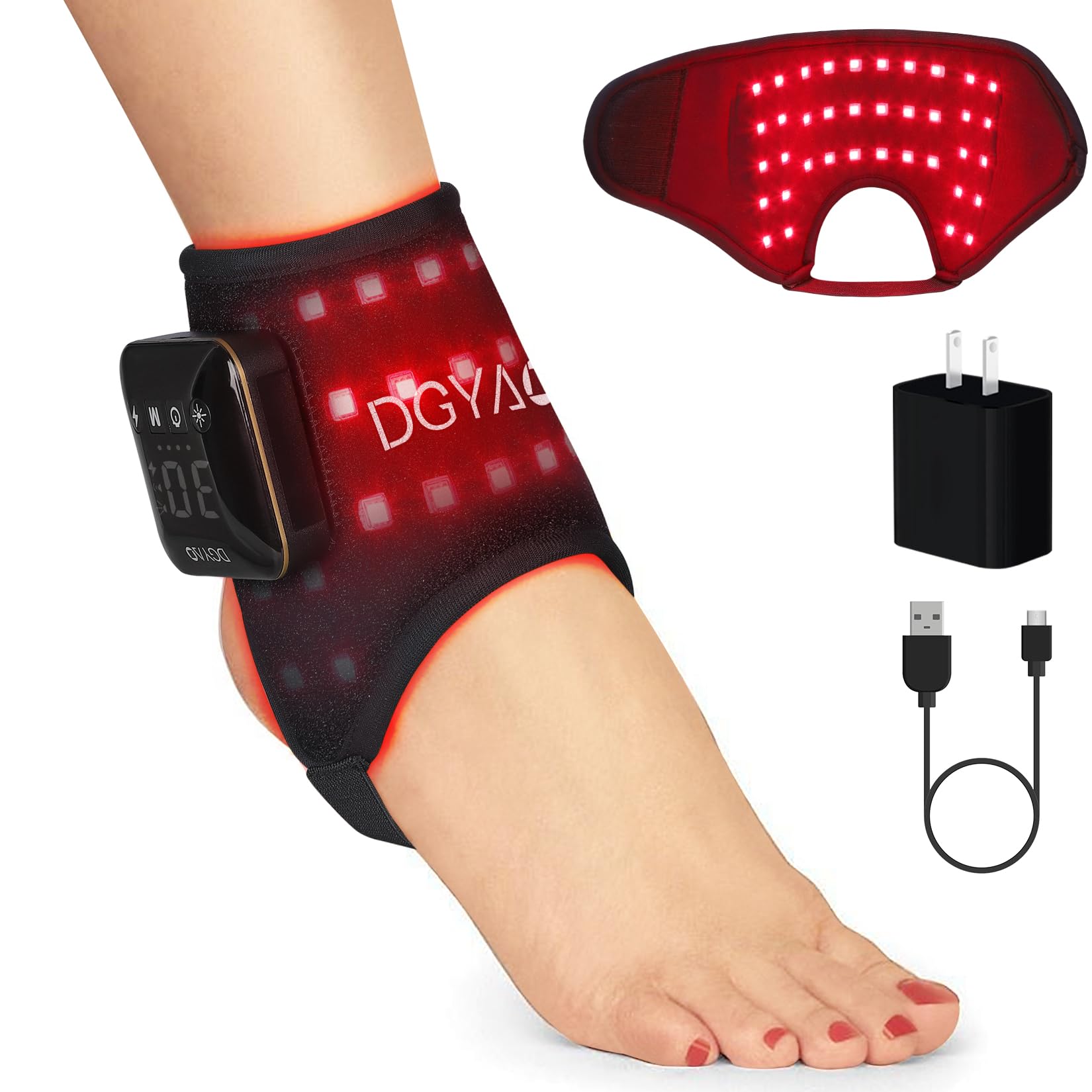 DGXINJUN envoltura para tobillo con luz roja para alivio localizado.
