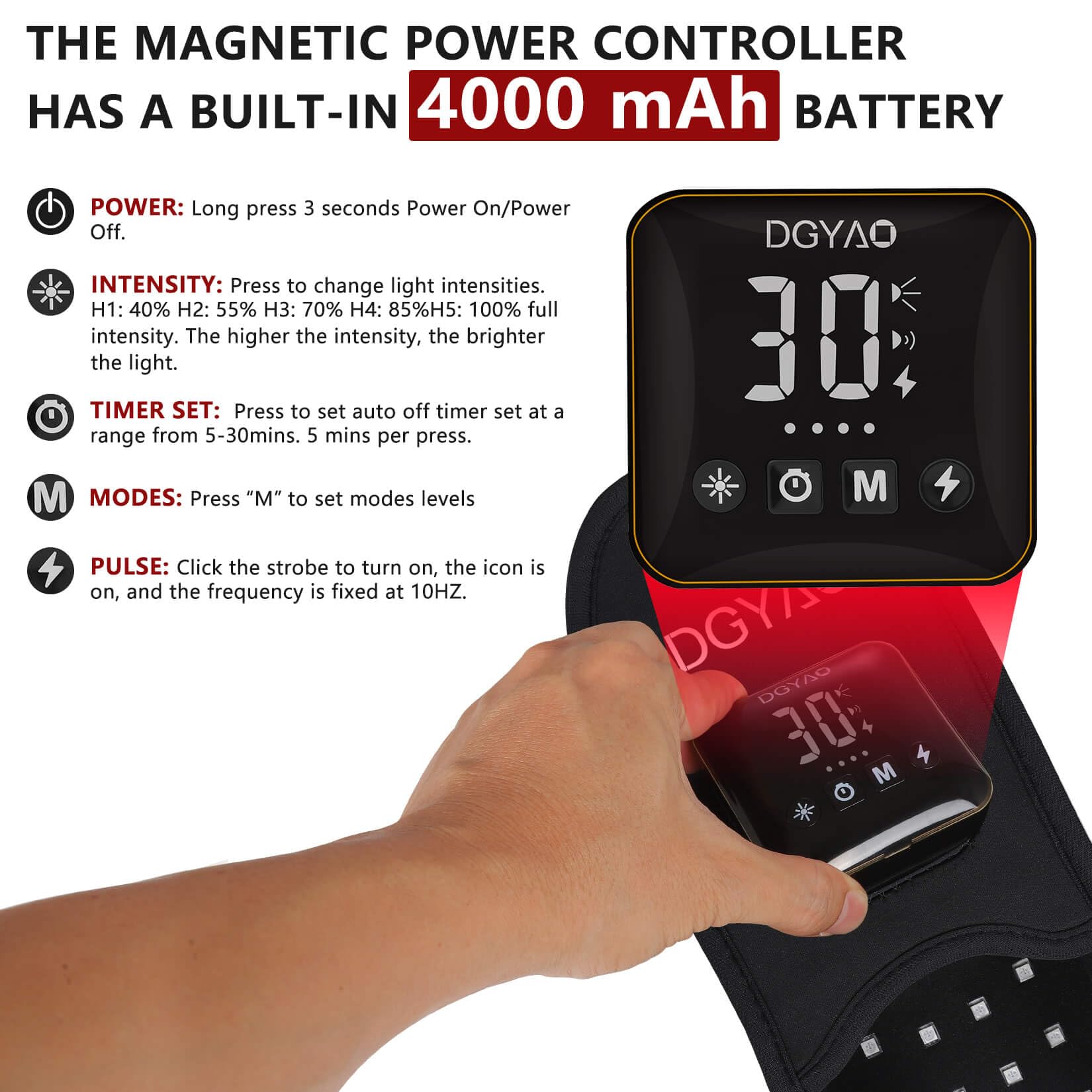DGYAO D MAX luces rojas 660nm aplicación focalizada en casa