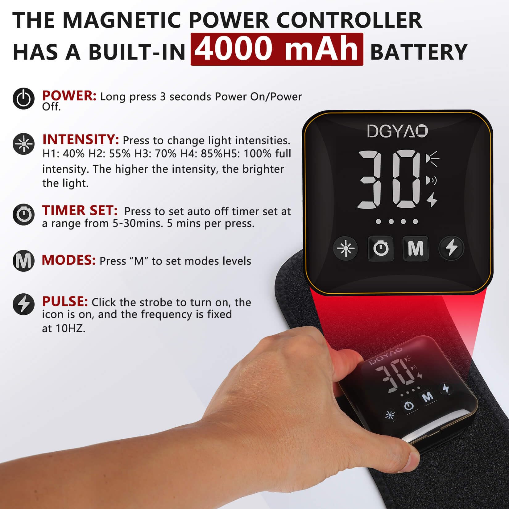 Panel de control DGYAO con tiempo y modos accesibles