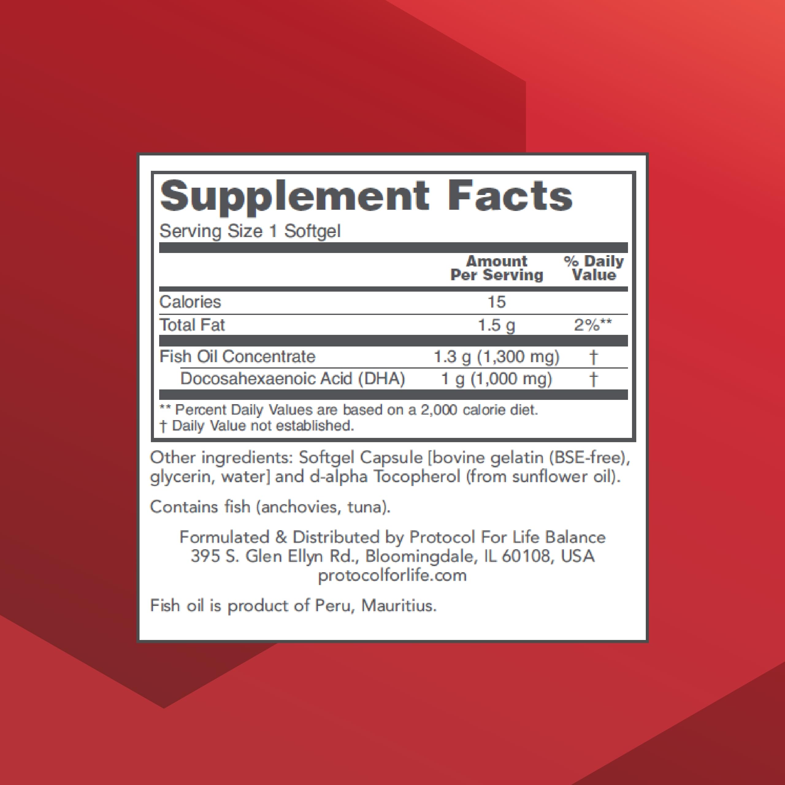 DHA-1000 PROTOCOL FOR LIFE BALANCE, dosis diaria para apoyo cognitivo