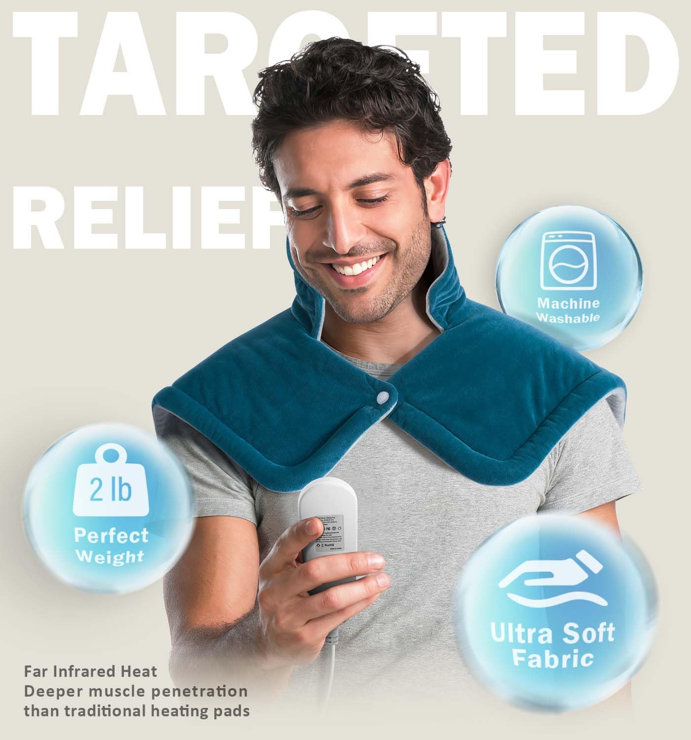 DHFLIP con 6 niveles de calor para confort personalizado en cuello y hombros