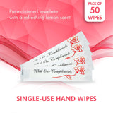 Diamond Wipes: paquete de 50 unidades, empaque individual para uso práctico.