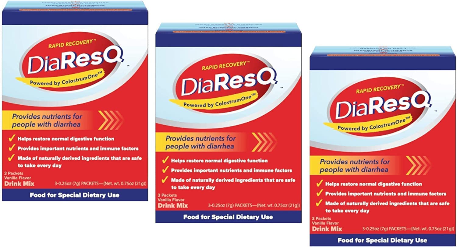 DiaResQ paquetes compactos para llevar y usar en emergencias digestivas.