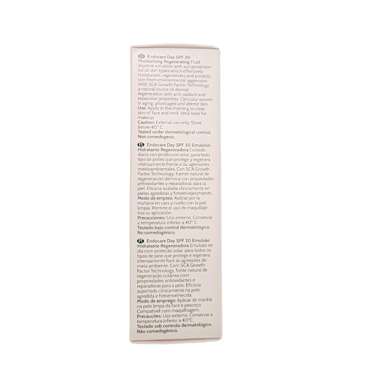 Endocare Day SPF30, botella frente, defensa antioxidante y cuidado diario de la piel