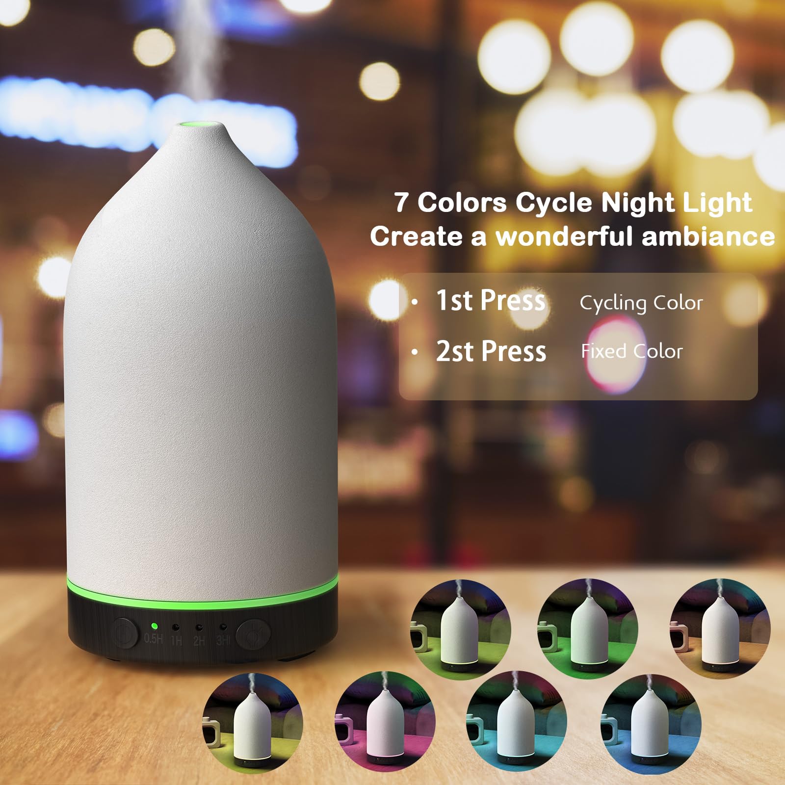 Diffuserlove: iluminación de 7 colores para crear distintas atmósferas.