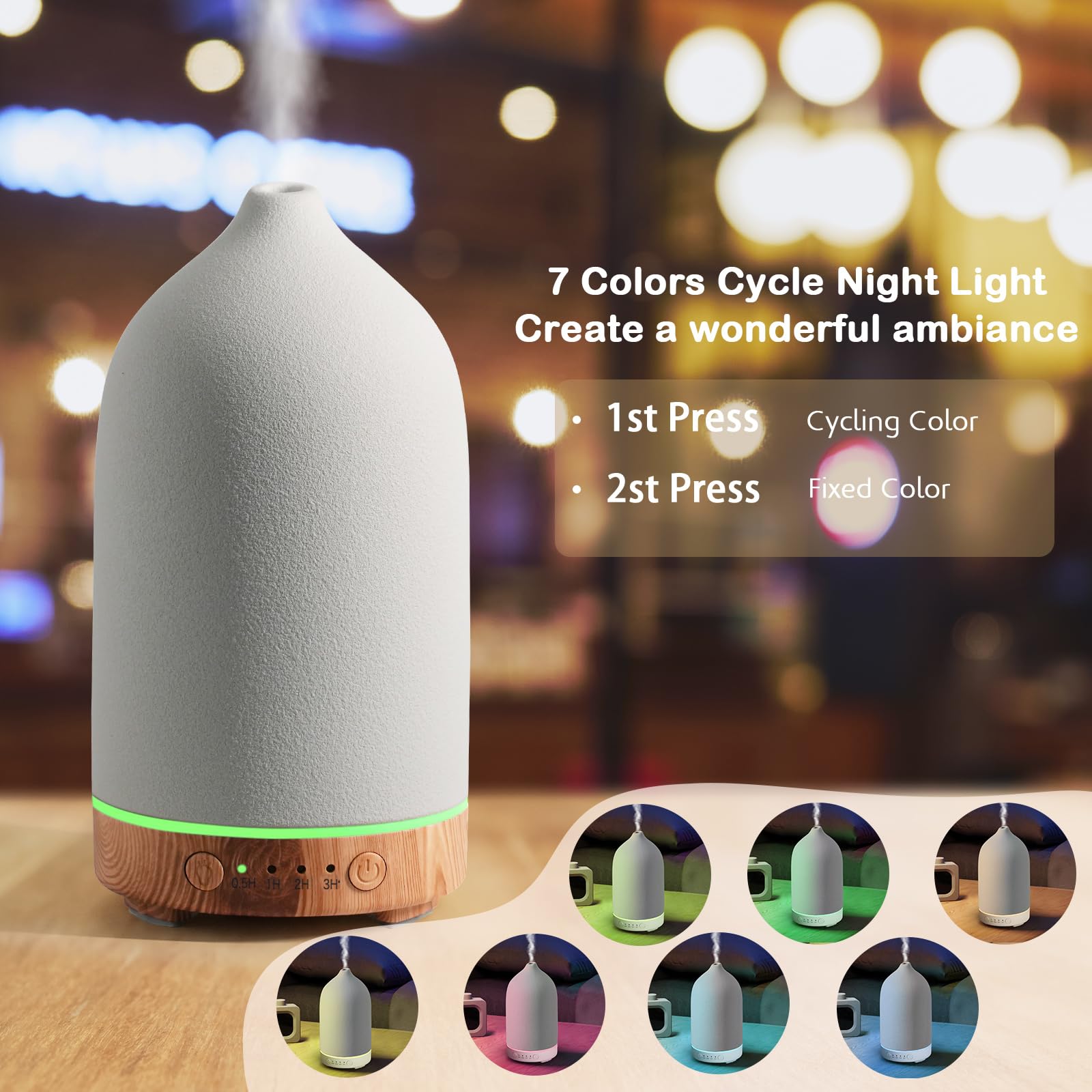 Diffuserlove iluminación de siete colores para crear atmósferas