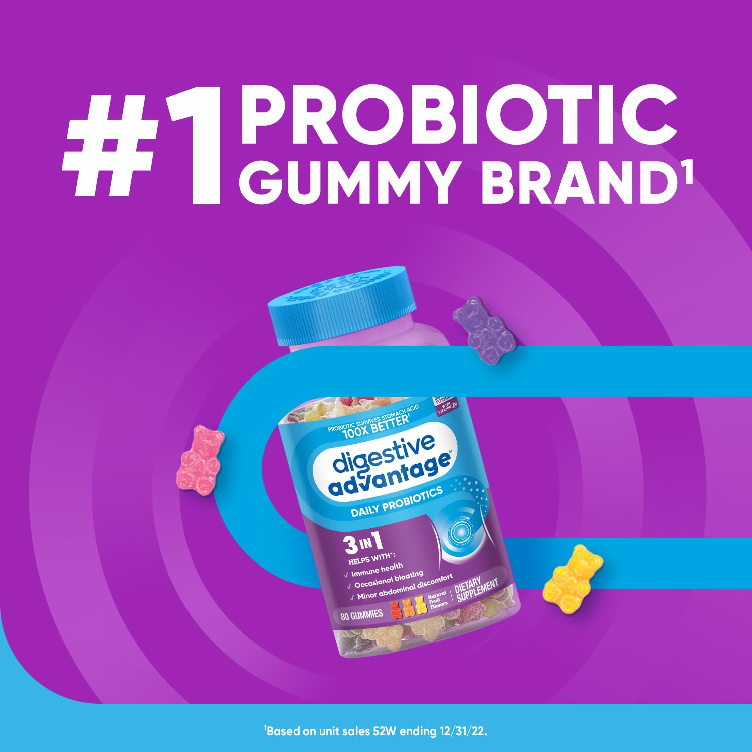 BC30 de Digestive Advantage, cepa probiótica que llega al intestino.