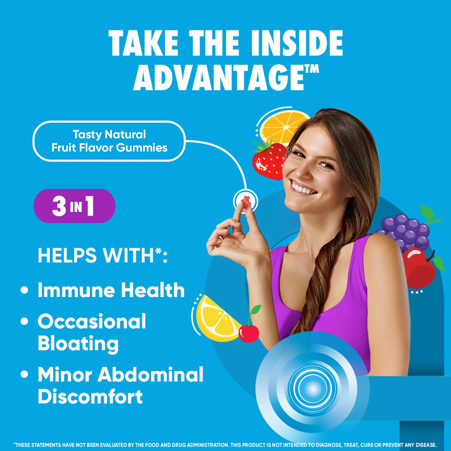 Digestive Advantage gomitas sabor fruta natural para un sabor agradable.