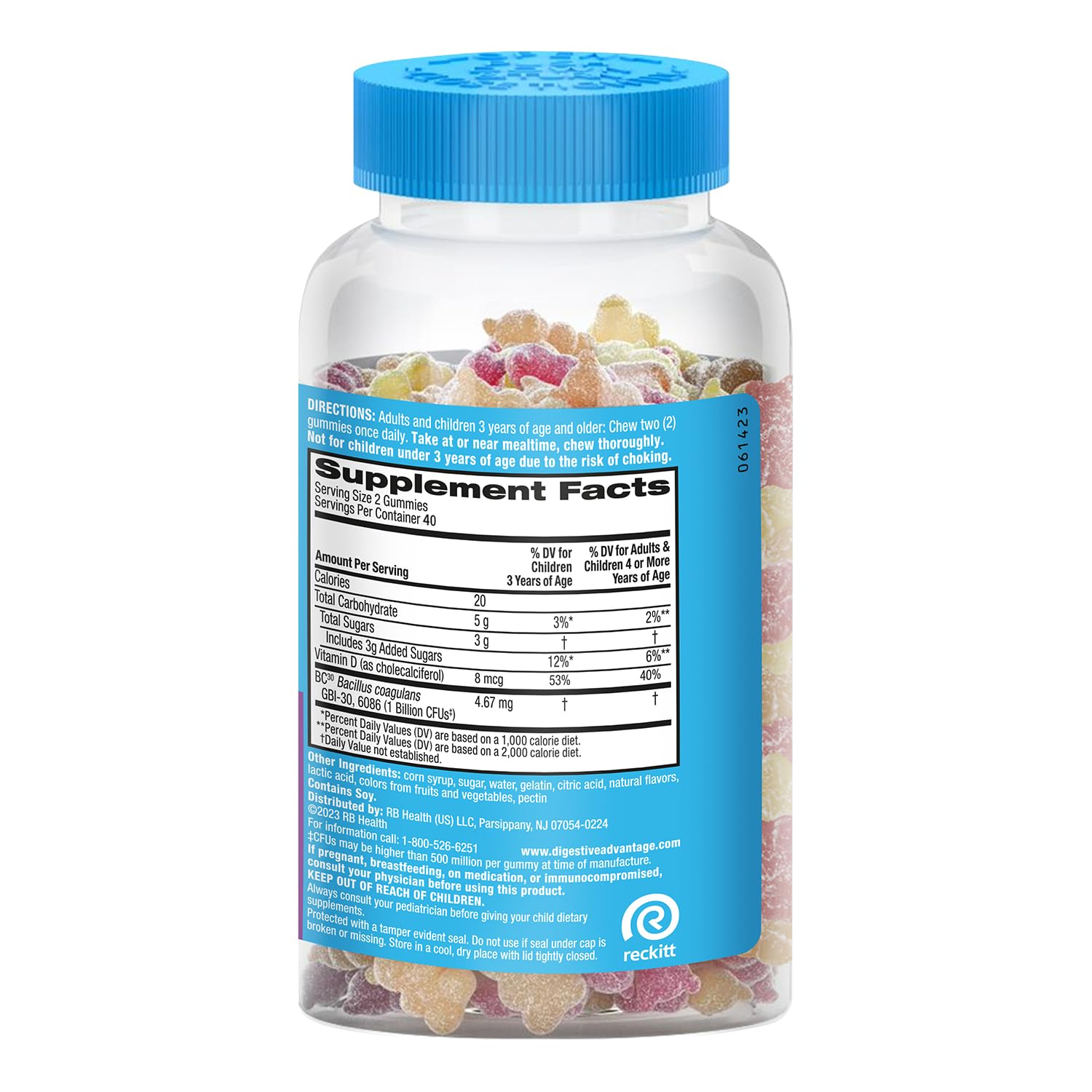Digestive Advantage BC30, cepa que llega al intestino tras sobrevivir el ácido estomacal.