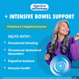 Digestive Advantage: etiqueta informativa con ingredientes y beneficios para la salud intestinal.