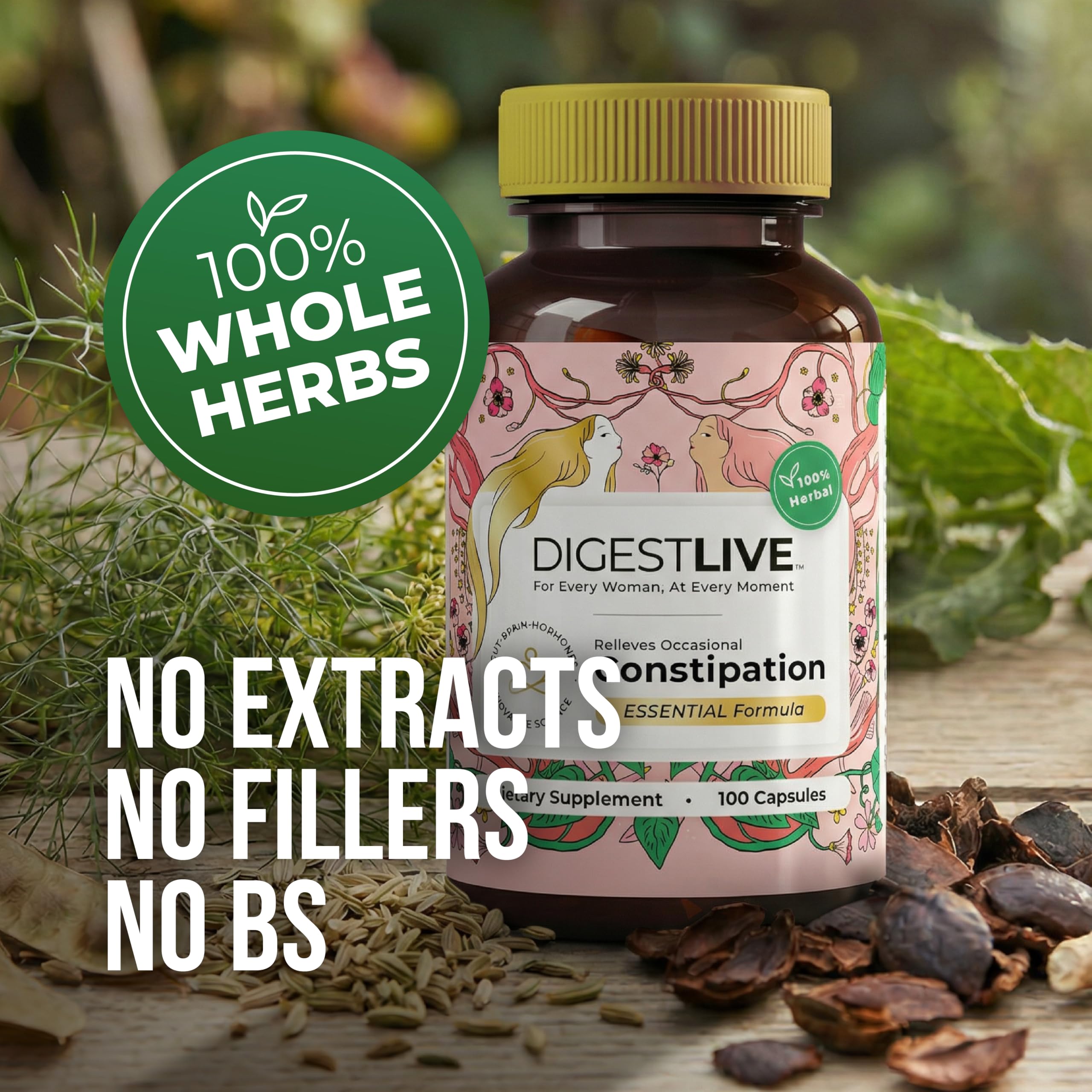 DigestLive cápsulas detalle de ingredientes naturales para bienestar digestivo