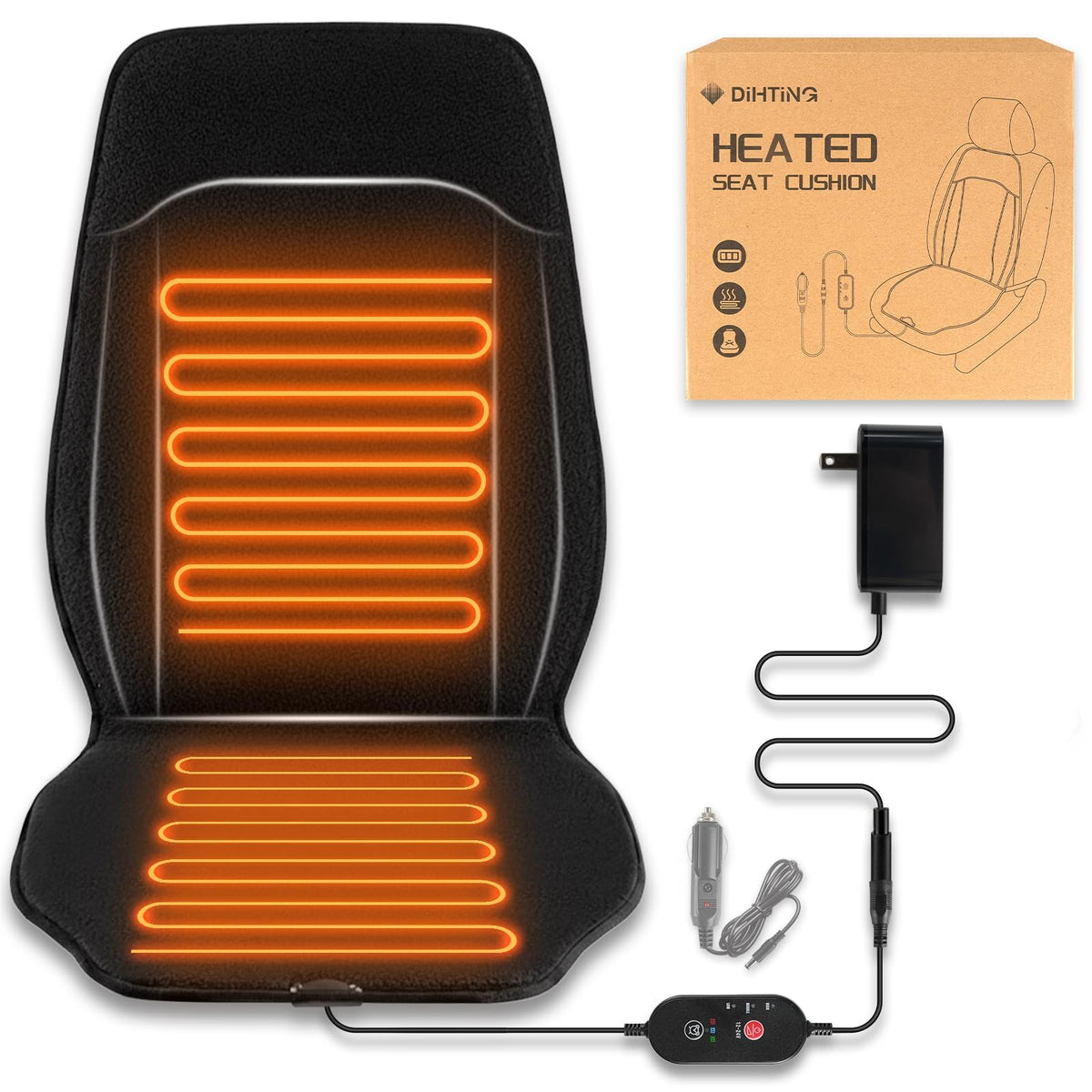 DiHTing asiento calefactor grande, calor envolvente para espalda y muslos