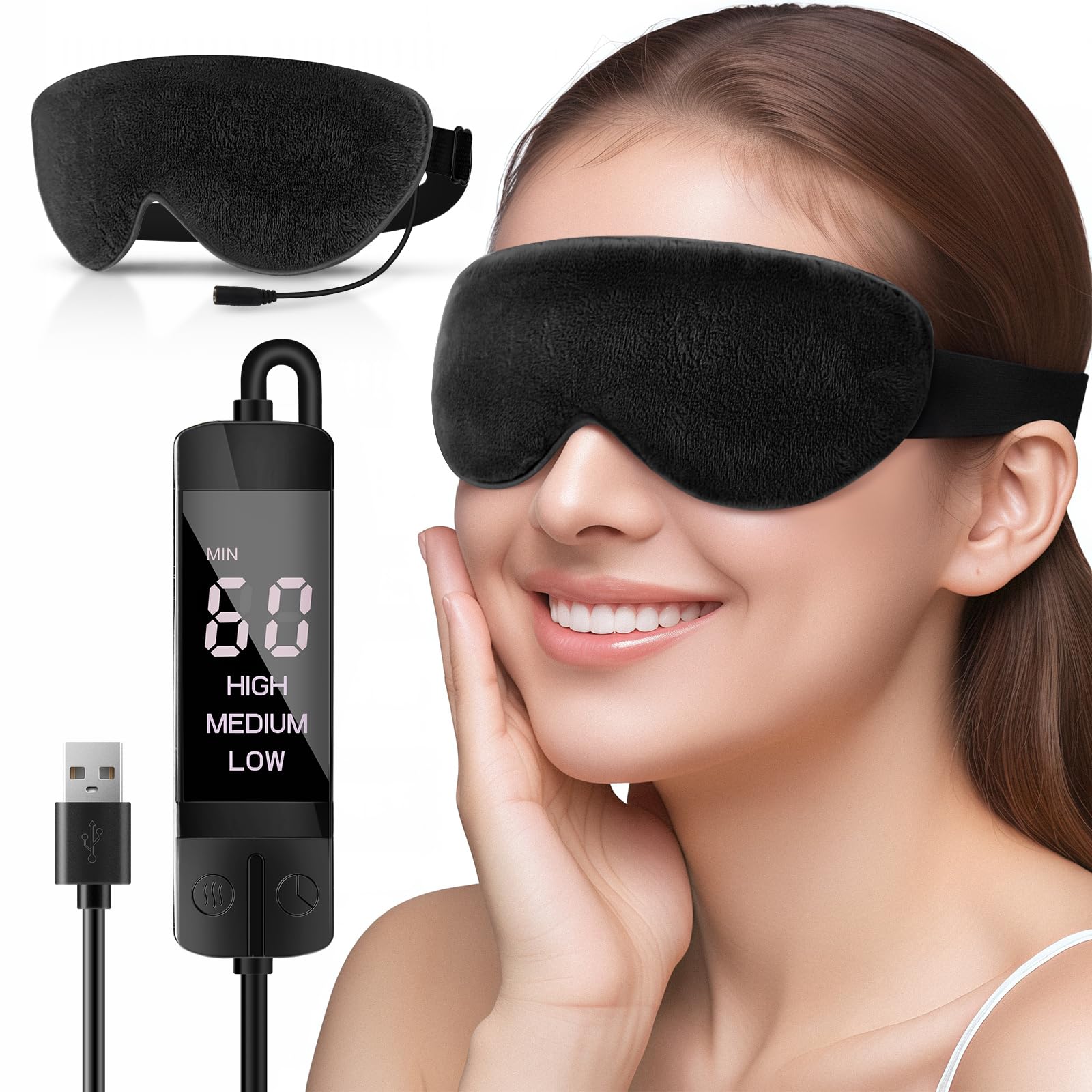 Dikuer mascarilla ocular caliente USB para relajación rápida de la vista.