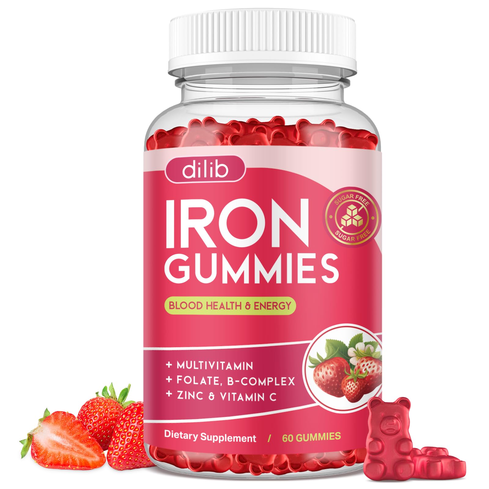 Gominolas de hierro Dilib con sabor a fresa, consumo diario cómodo