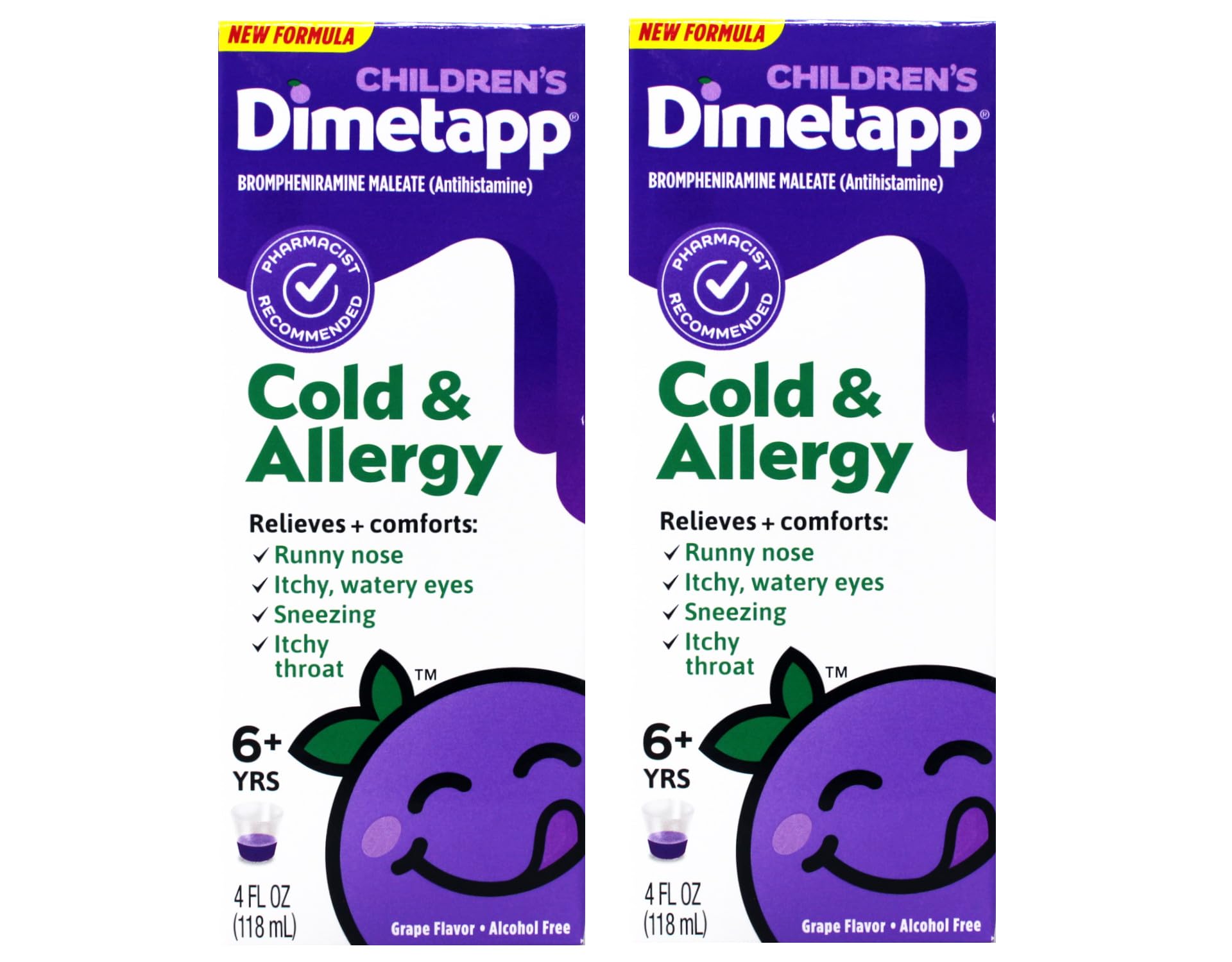 Dimetapp Elixir para niños: empaque de sabor uva, 4 onzas, para congestión temporal.