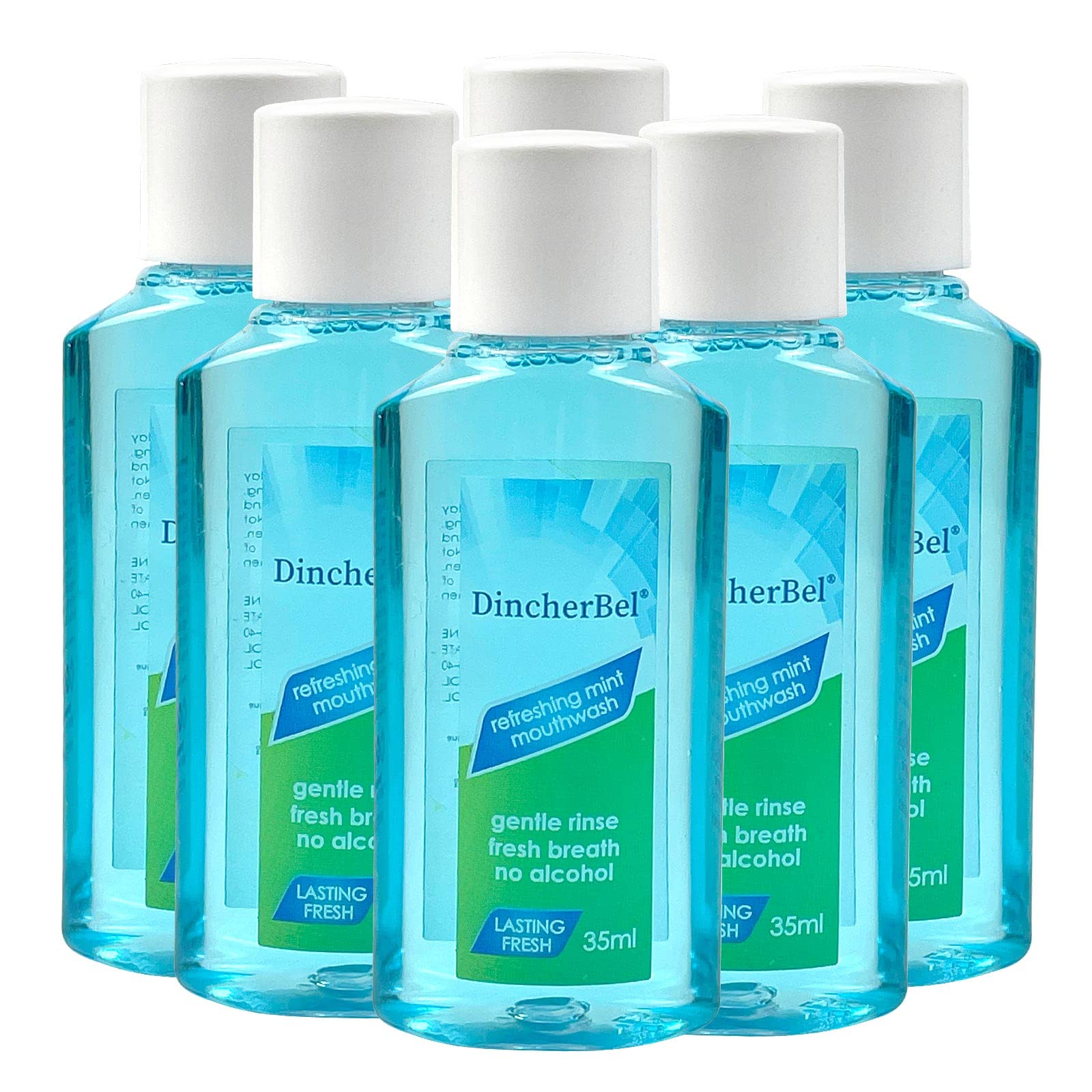 DincherBel enjuague bucal 35ml, botella de viaje para aliento fresco.