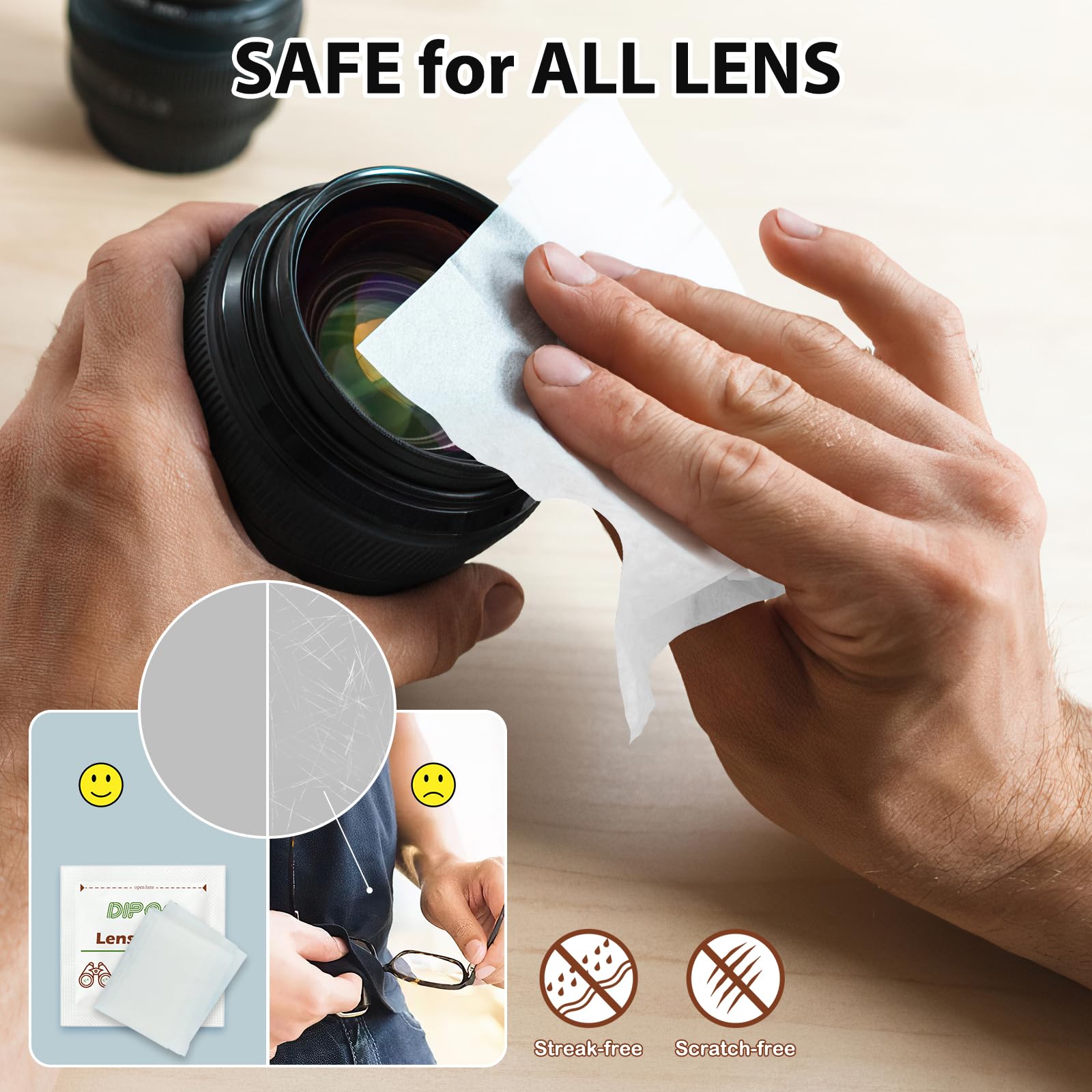 Dipoo toallitas lentes limpieza efectiva, elimina suciedad y huellas de gafas con suavidad