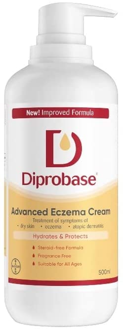 Diprobase crema emoliente con dispensador para uso diario en piel seca.