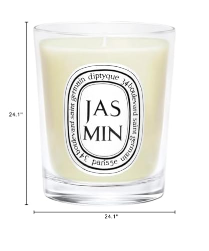 Diptyque Jasmin Mini vela detalle etiqueta, fragancia intensa para decoración aromática