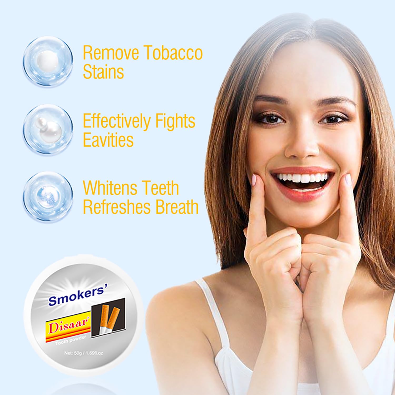 Envase plástico hermético de DISAAR Beauty mantiene el polvo estable.
