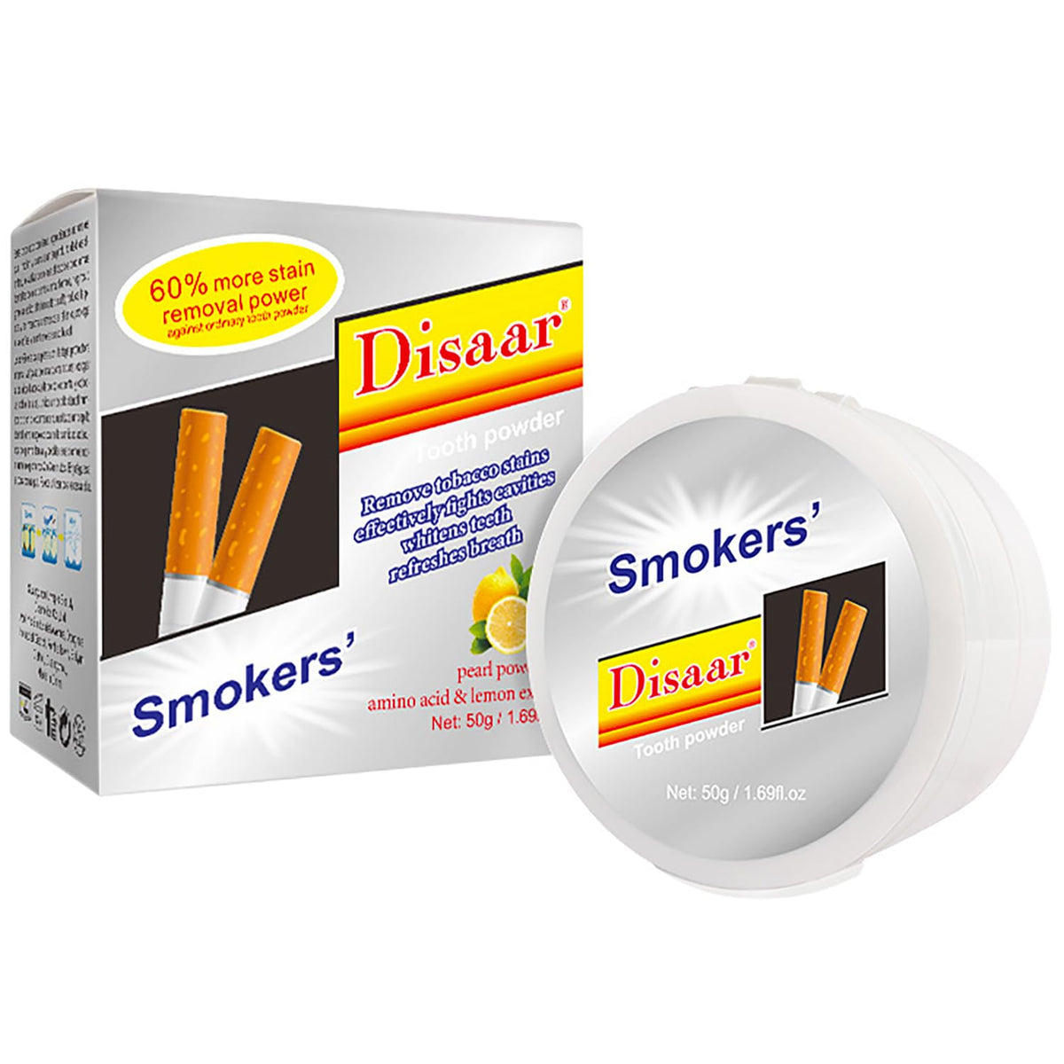 DISAAR Beauty polvo dental sabor limón, 50 g, para limpieza diaria.