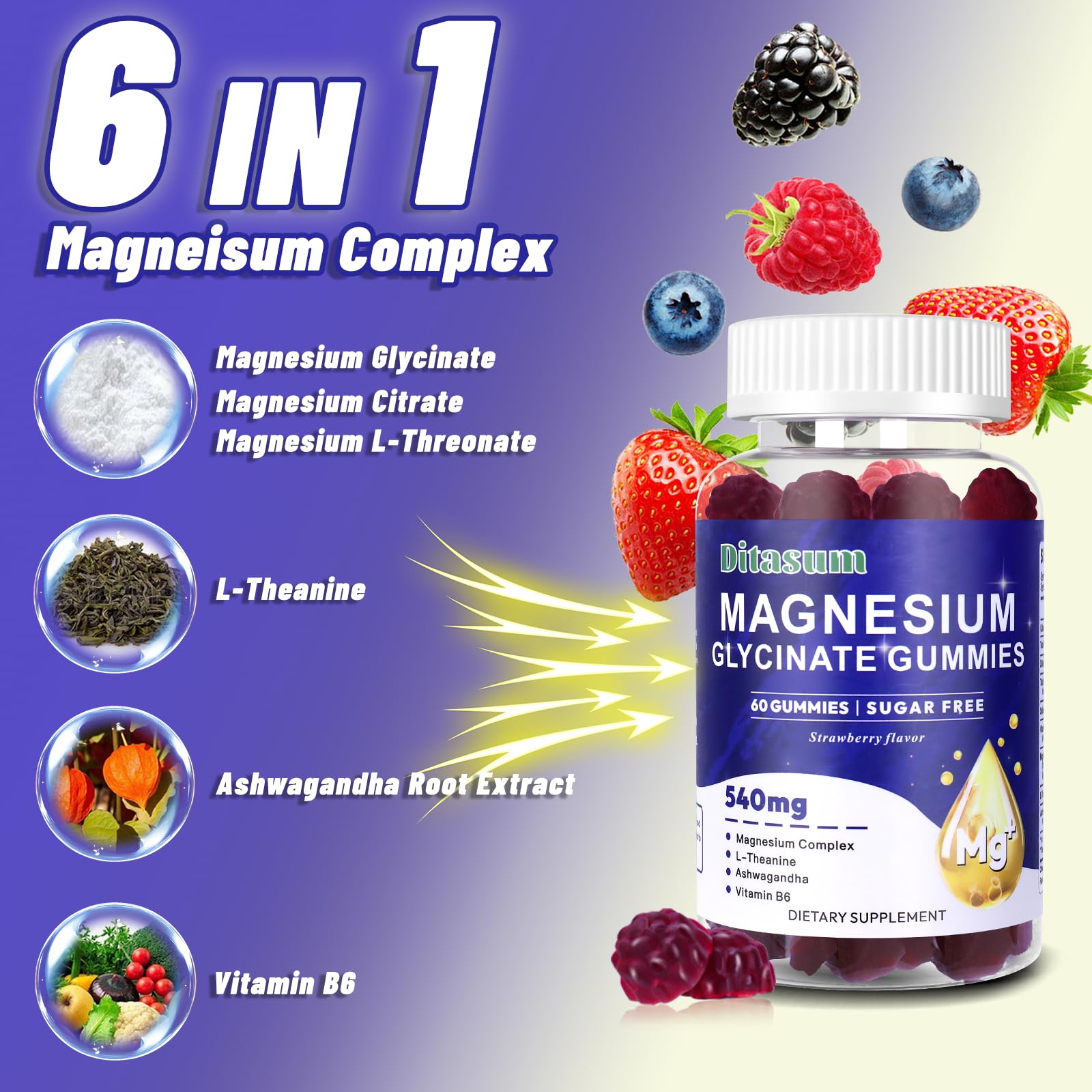 Gomitas Ditasum con B6 y L-teanina para enfoque suave