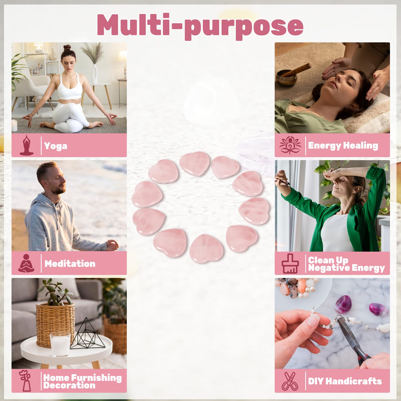 Ditind cuarzo rosa Corazón para aromaterapia y rituales espirituales.