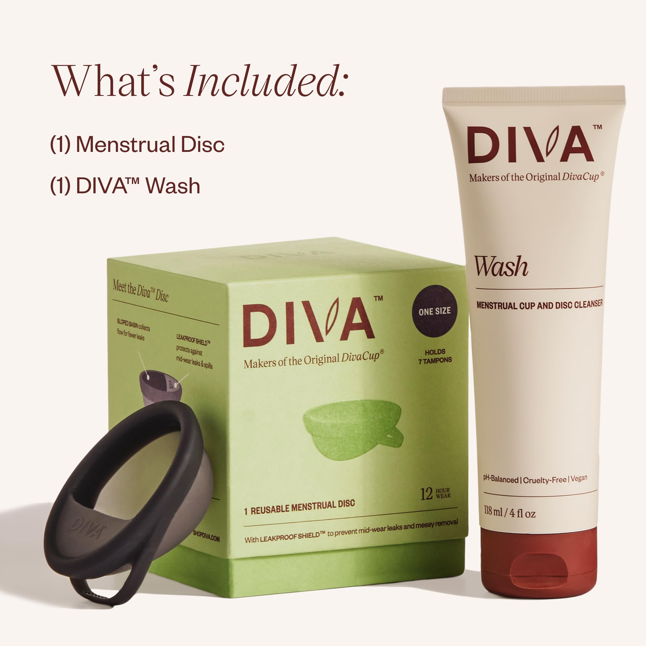 DIVA Disc con capacidad de 36 ml para mayor tranquilidad.