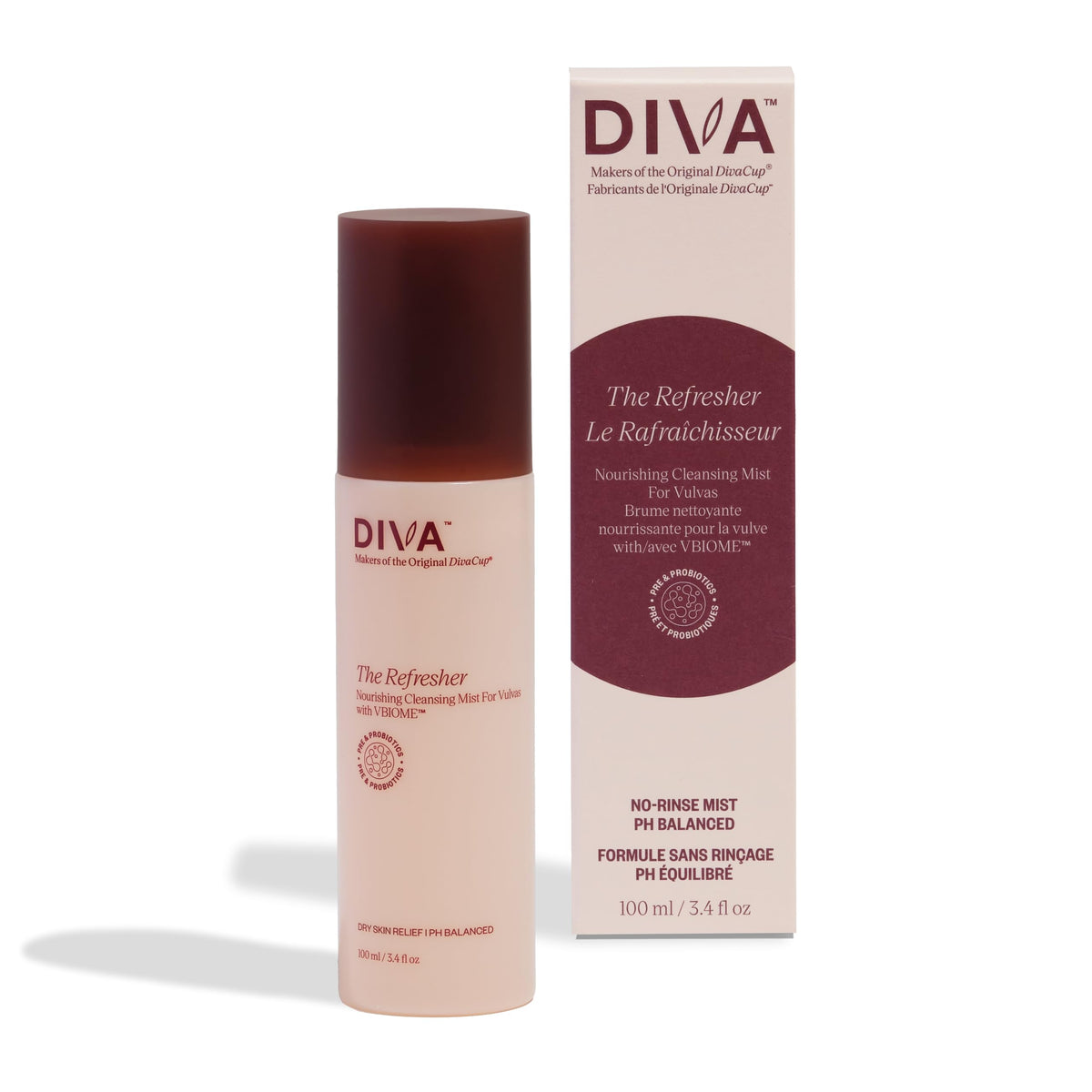 DIVA Refresher: botella spray 100 ml para limpieza suave diaria