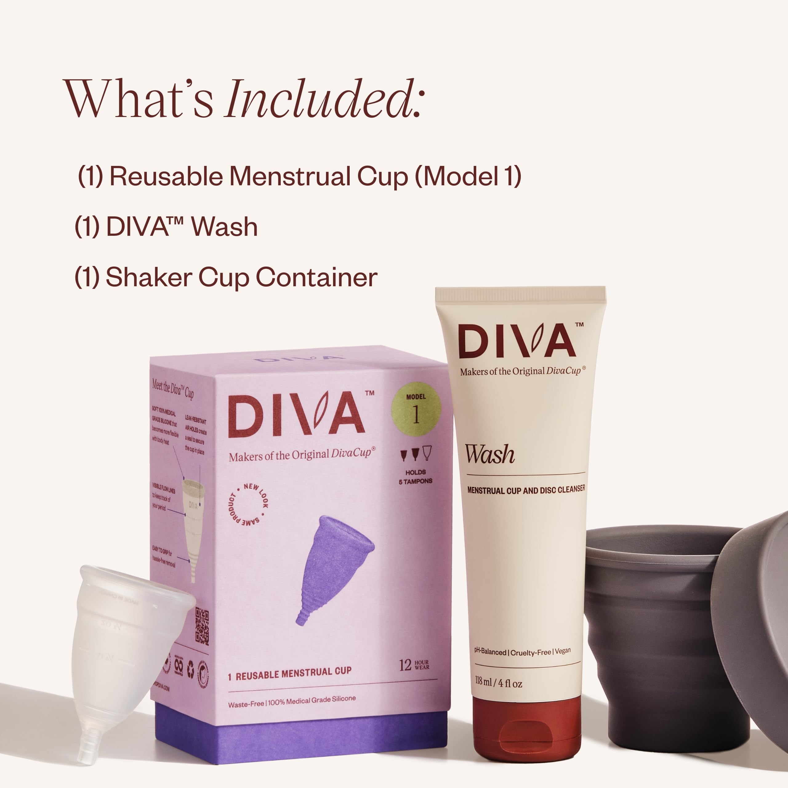 DIVA Cup Modelo 1, copa para flujo medio a alto, vista lateral
