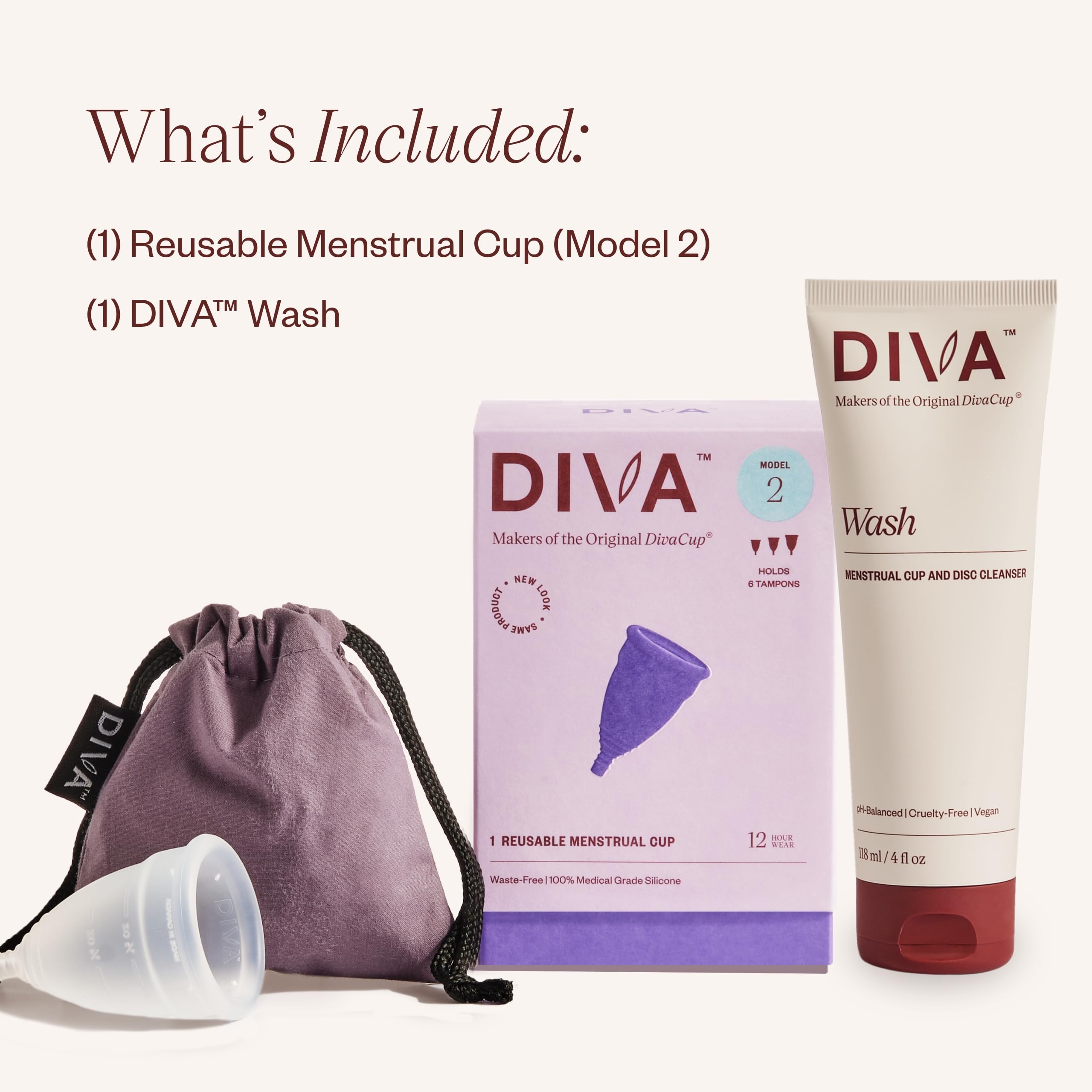 DivaCup Modelo 2, enfoque en capacidad de 6 tampones para flujos altos