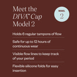 DIVA Cup Modelo 2 capacidad equivalente a 6 tampones.