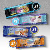 Dive Bar Nutrition pack variedad de cuatro barras, snack alto en proteína